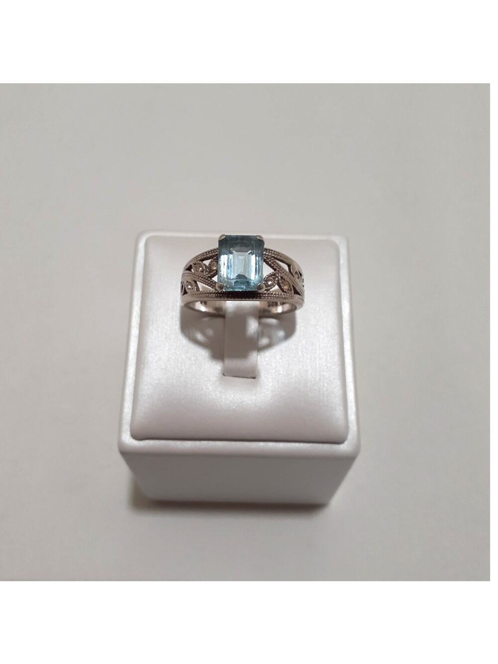 R.J. Avon Sterling Silver Ring Blue Topaz Stone size 10.5